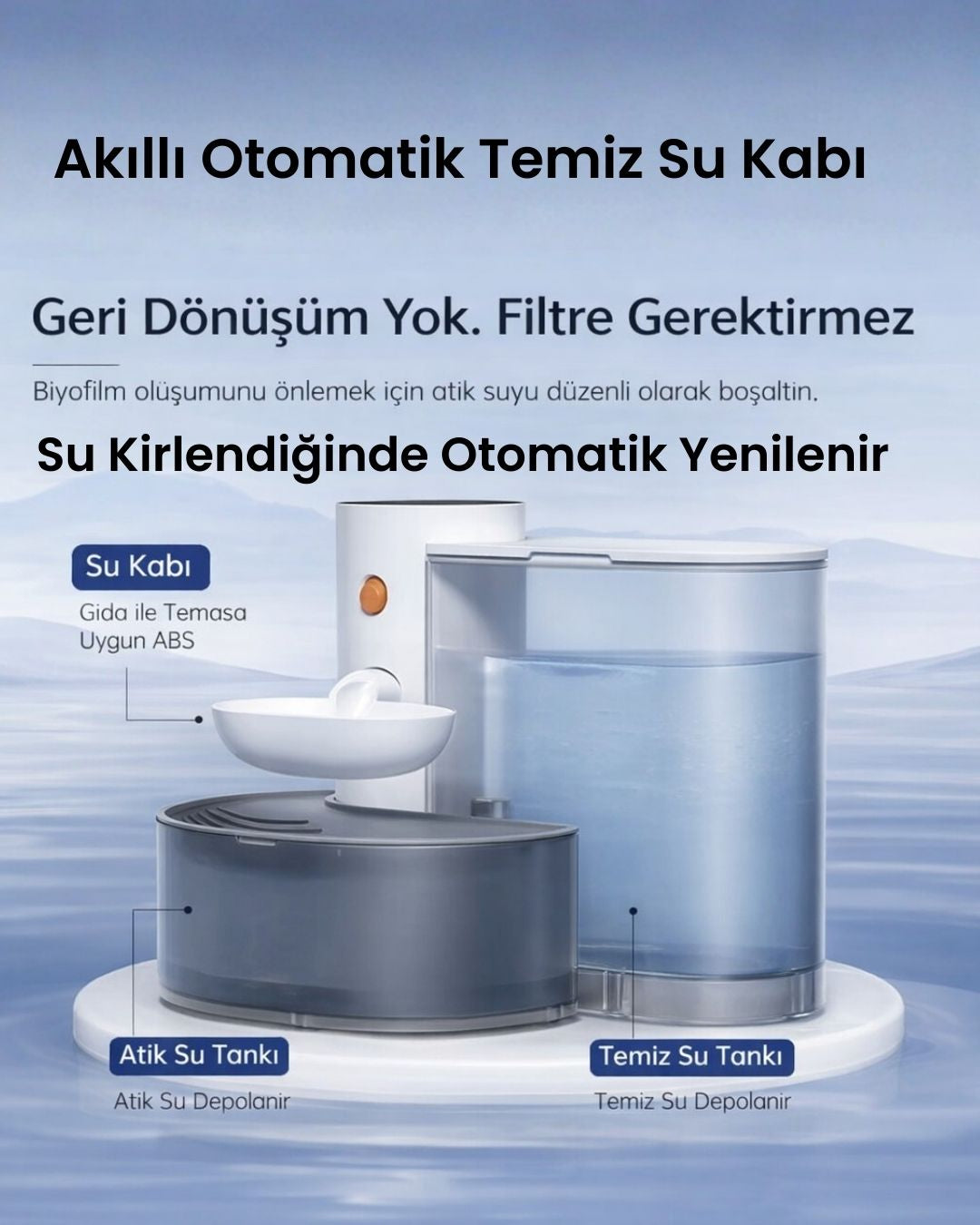 Akıllı Otomatik Kedi - Köpek Su Kabı