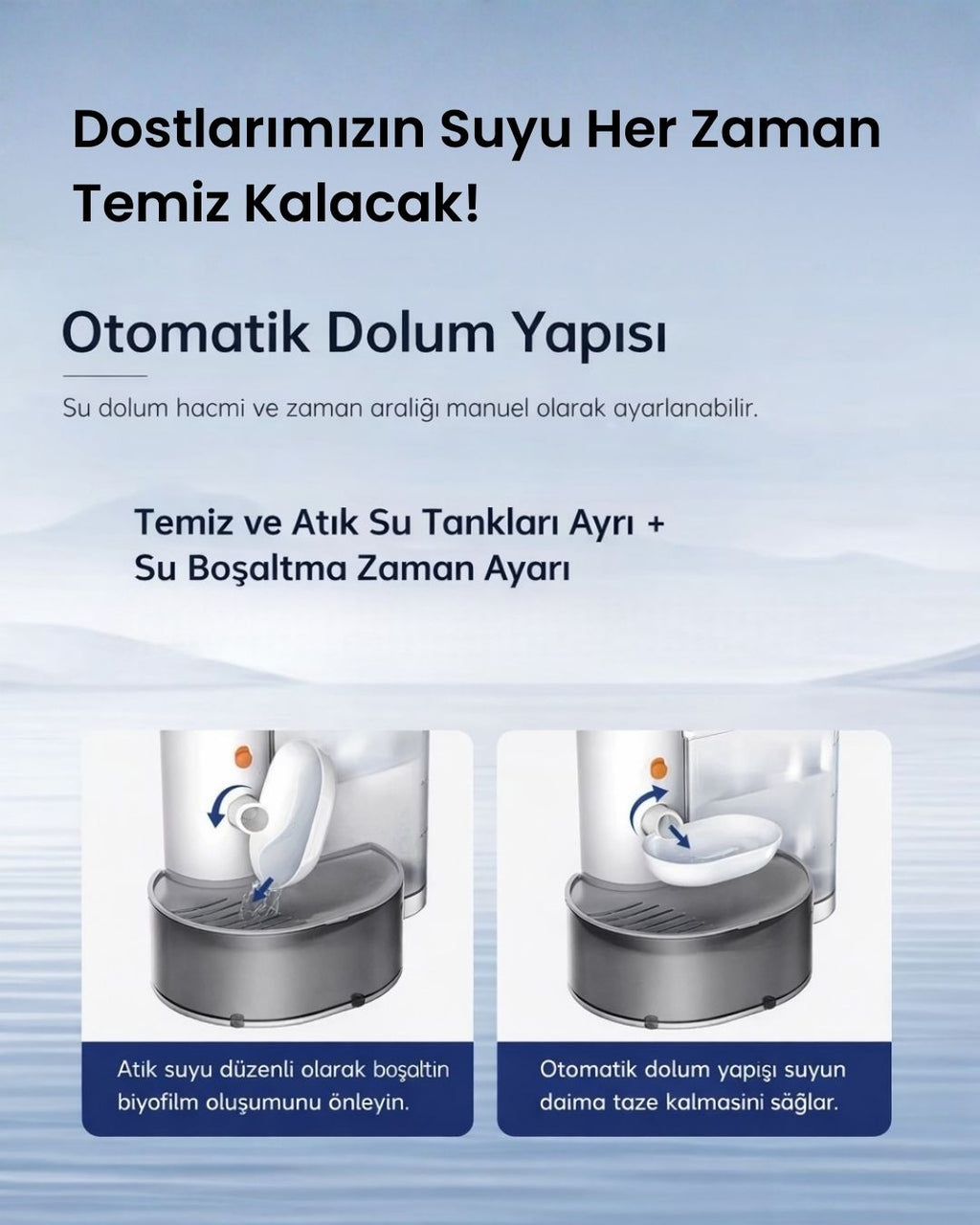 Akıllı Otomatik Kedi - Köpek Su Kabı