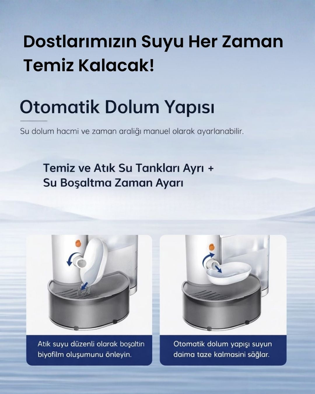 Akıllı Otomatik Kedi - Köpek Su Kabı