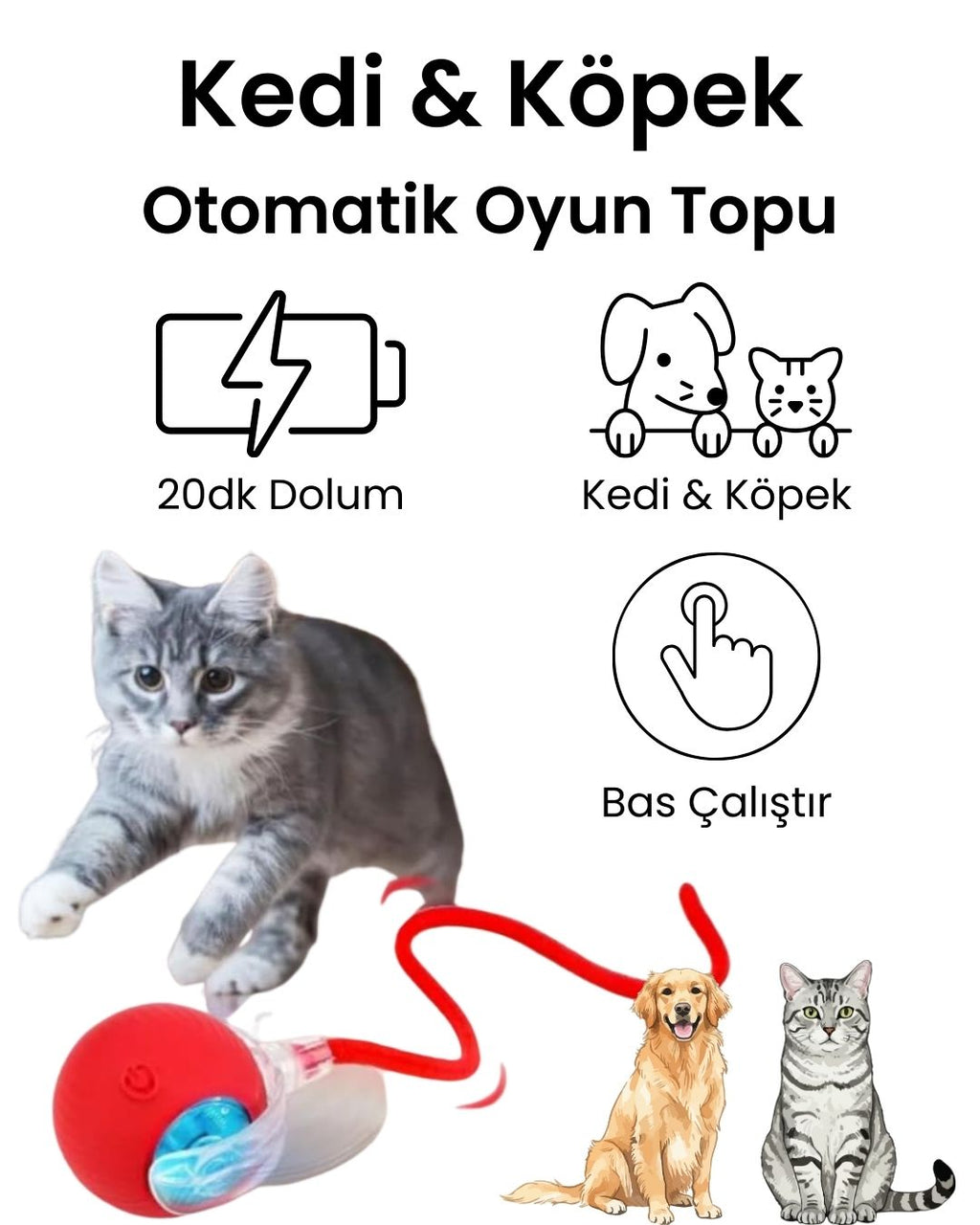 Kuyruklu Otomatik Yuvarlanan Oyun Topu