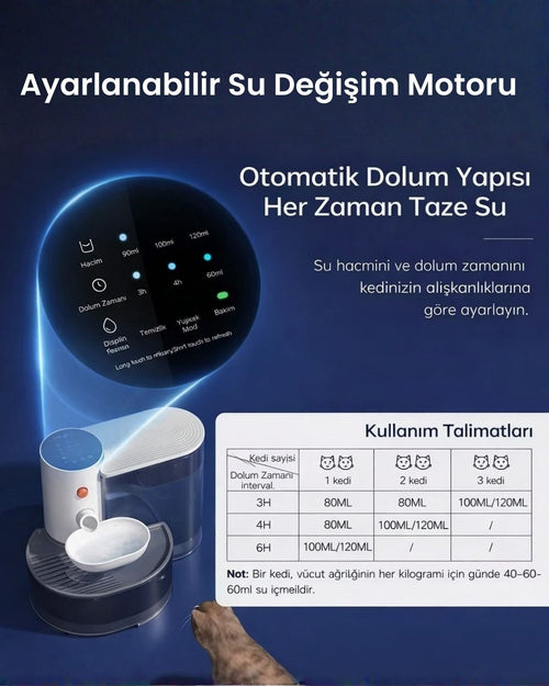 Akıllı Otomatik Kedi - Köpek Su Kabı