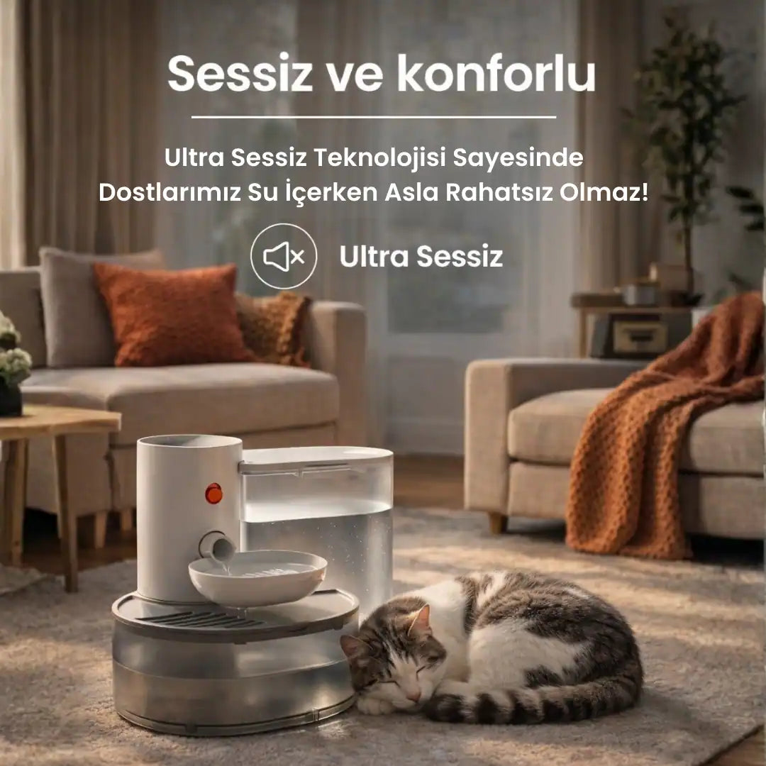 Kediler için sessiz akıllı su pınarı