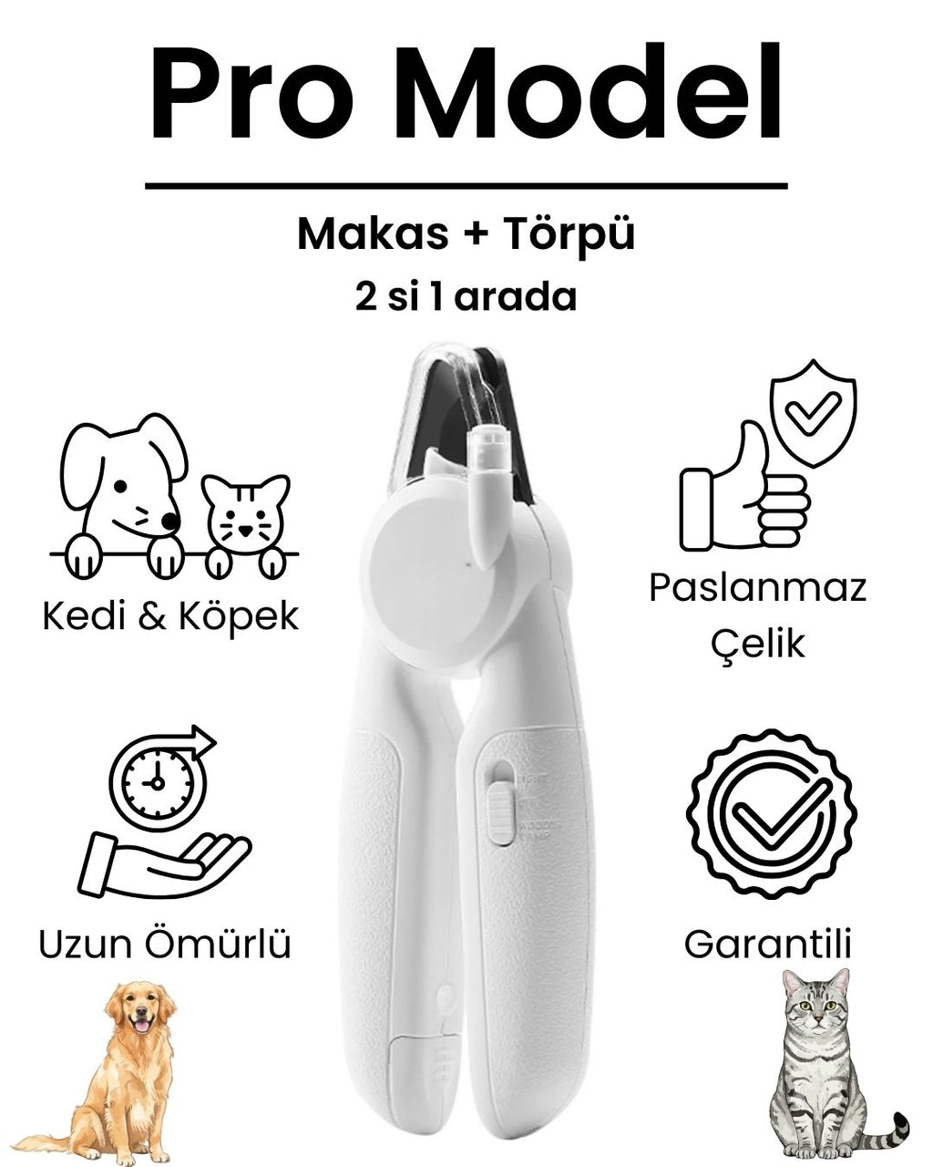 Ledli Kedi Tırnak Makası & Törpüsü | Distribütör Garantili