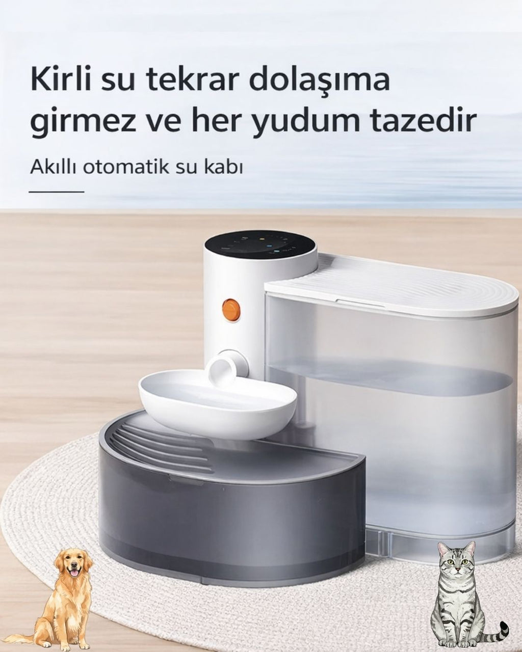 Akıllı Otomatik Kedi - Köpek Su Kabı